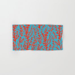 Turquoise and Red Leaves Pattern Hand & Bath Towel