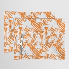 Orange Silhouette Fern Leaves Pattern Placemat