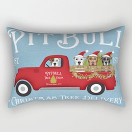 Pitbull Pit Bull Dog Christmas Tree Farm Vintage Red Truck  Rectangular Pillow