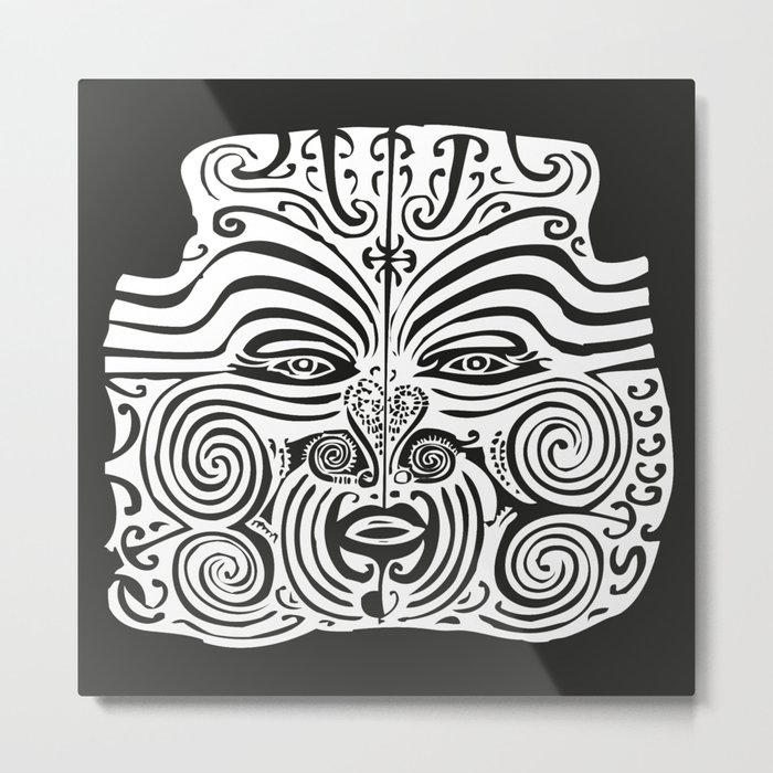 Maori Moko | Tribal Tattoo | New Zealand | Black and White | Metal Print