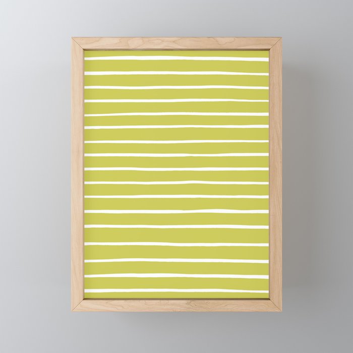Stripes Lime Framed Mini Art Print