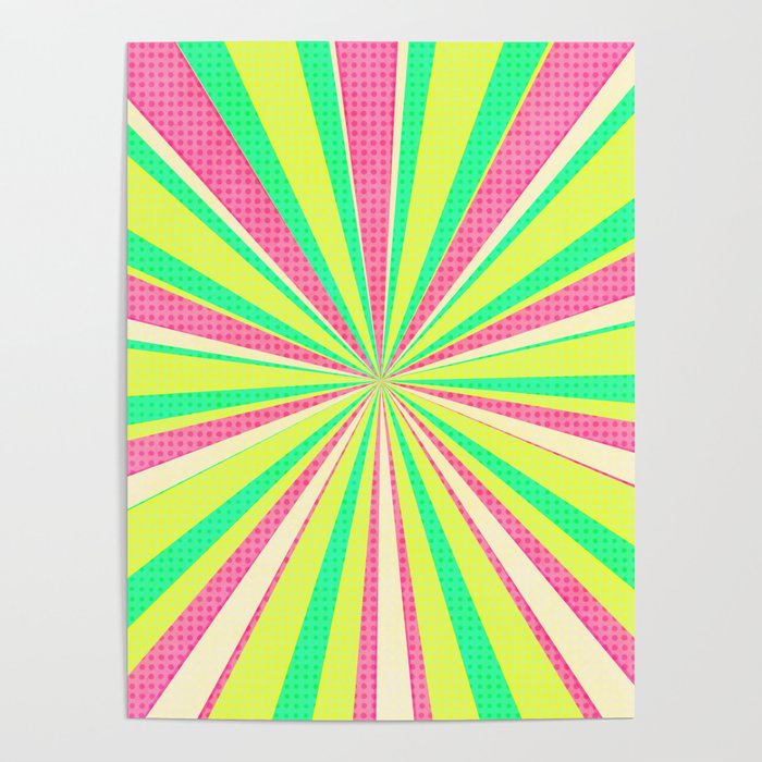Cartoon green and pink Poster