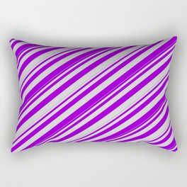 [ Thumbnail: Dark Violet and Light Gray Colored Lines Pattern Rectangular Pillow ]