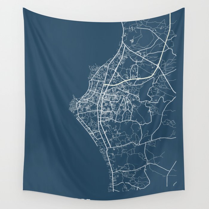 Pattaya Blueprint Street Map, Pattaya Colour Map Prints Wall Tapestry 