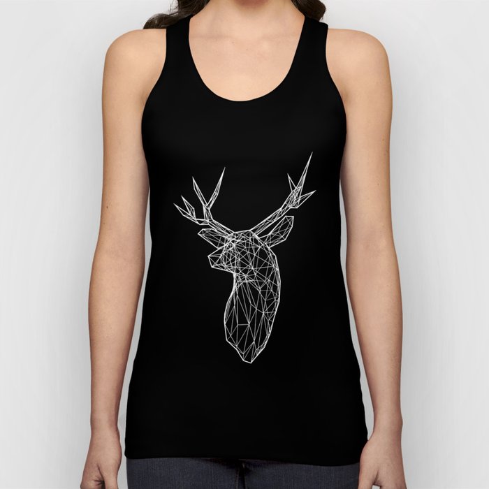 Black Line Faceted Stag Trophy Head Tank Top