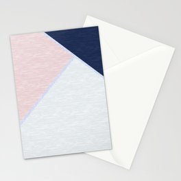 Woodgrain Collage with Marble Accents in Blush, Navy, White, and Lilac Stationery Cards