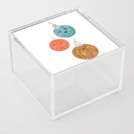 Three cute christmas ornements pencil colored Acrylic Box