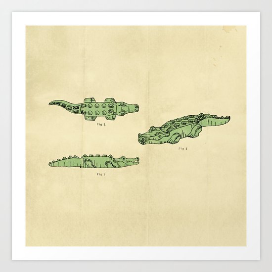 Lego Crocodile Art Print