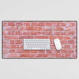 Orange and Brown grunge old brick wall abstract background texture pattern. Home or office building design Desk Mat