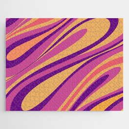 Fluid Vibes Retro Aesthetic Swirl Abstract Magenta Mustard Purple Orange Jigsaw Puzzle