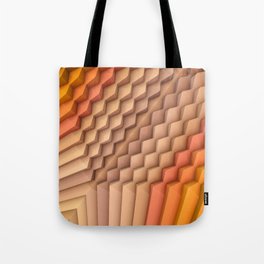 Exponential Edges Beige and Orange Geometric Abstract Artwork Tote Bag