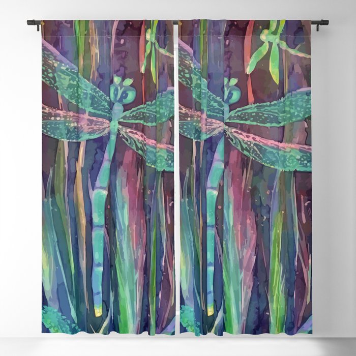 Dragonflies in blue Blackout Curtain