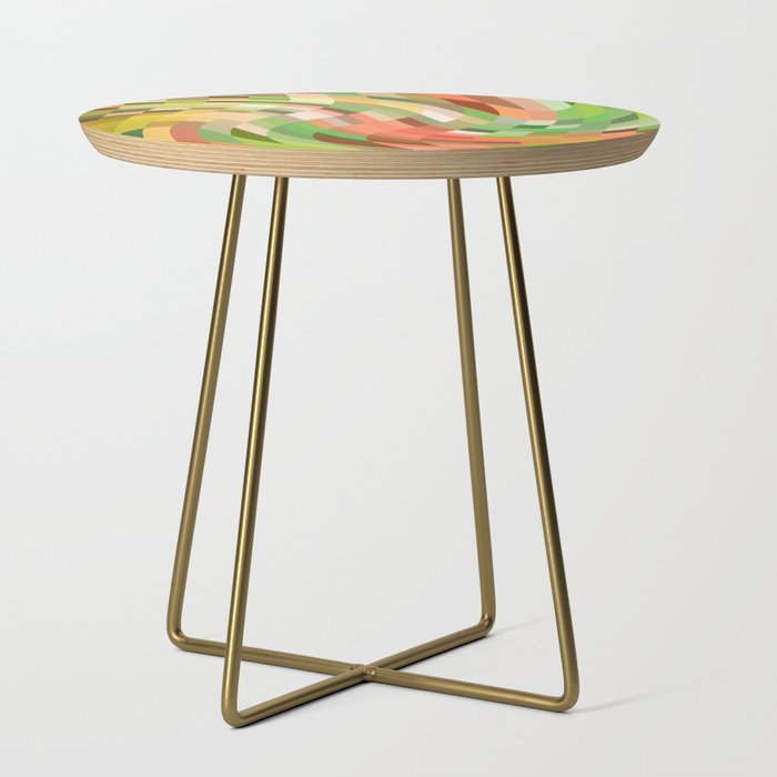 Green Earth Warped Checkers Pattern Design  Side Table
