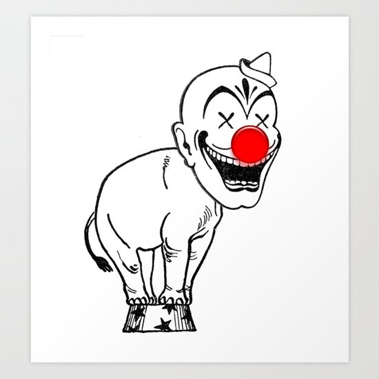 elephant clown Art Print