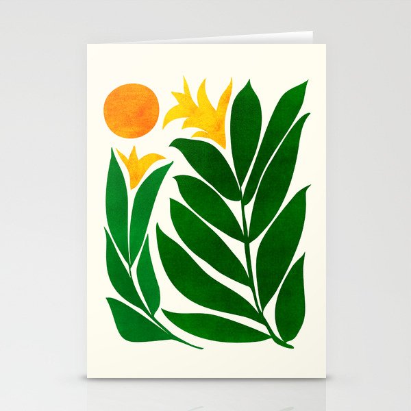 Mid Century Emerald Garden Botanical Stationery Cards