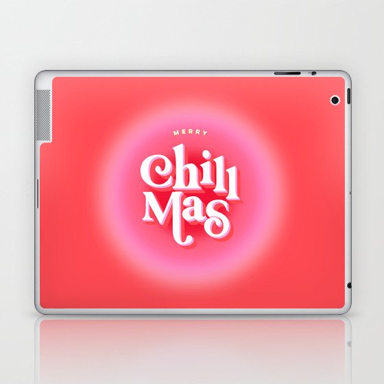 Chill this Christmas - Pun in pink & red Laptop & iPad Skin