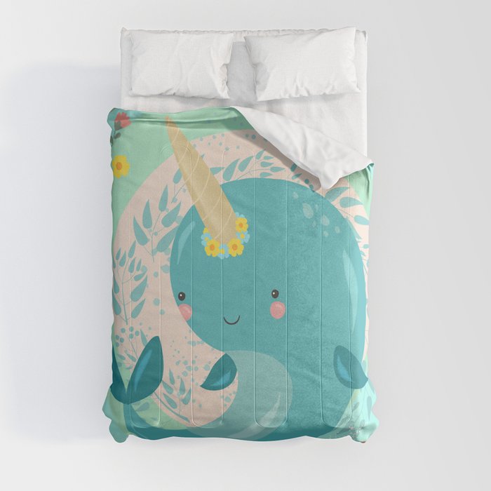 Pretty Princess Narwhal Comforter by Little Bunny Sunshine Society6