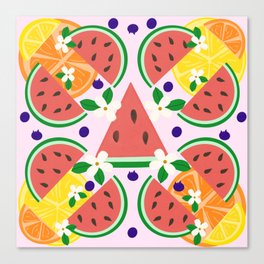 Summer Fruits on Purple Canvas Print