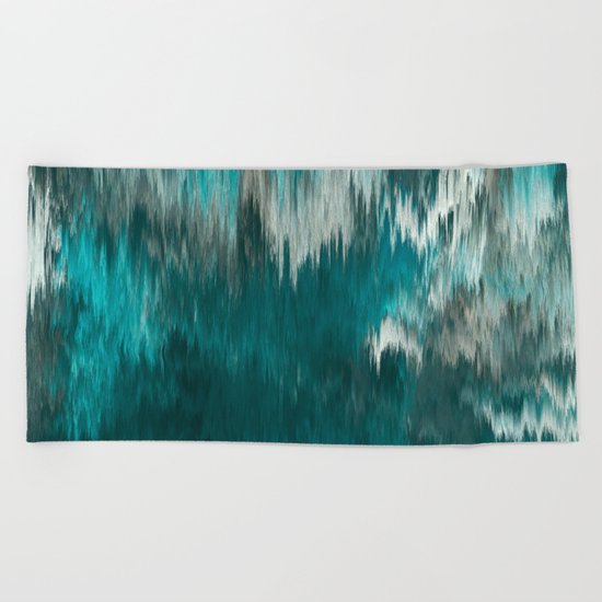 Turquoise and white abstract Beach Towel