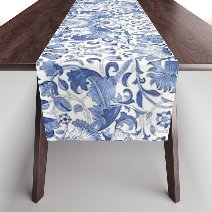 William Morris Vintage Lodden China Blue Toile Table Runner