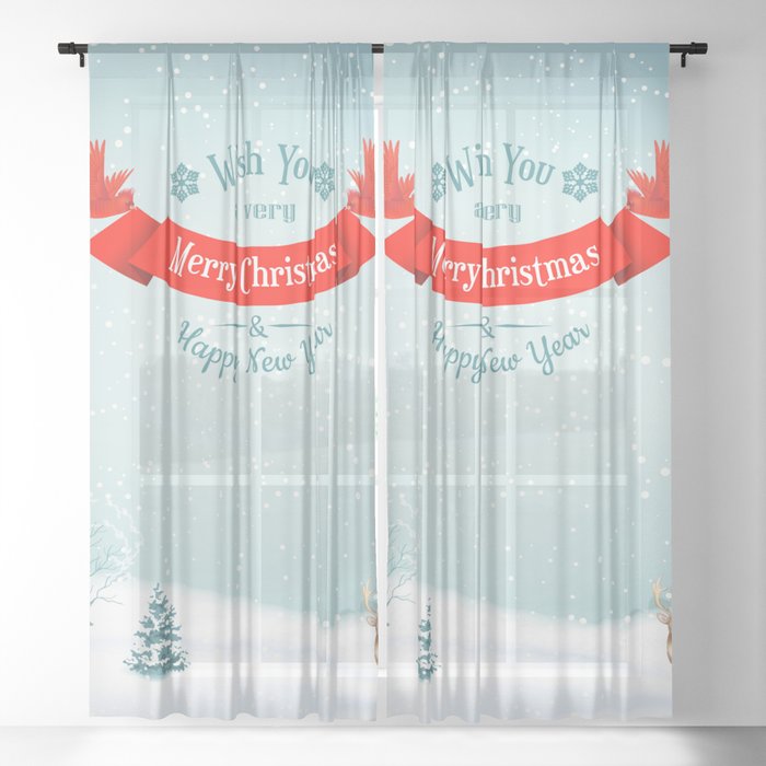 Christmas Winter Landscape Sheer Curtain