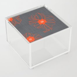 Neon Orange Jumbo Size Flowers on a Grey Linen Background Acrylic Box