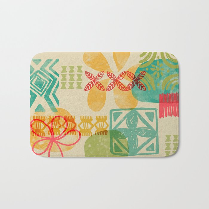 Modern 50s Tiki Party Throwback pattern Beige Bath Mat