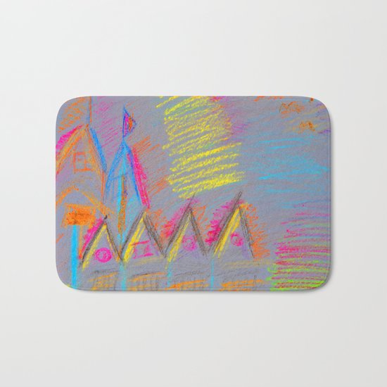 Colorful Village | Kids Painting Bath Mat