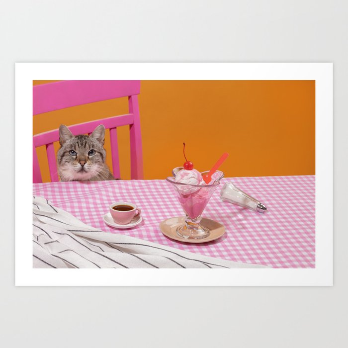 Cat at the Dessert Table Art Print