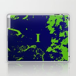   I Letter Personalized, Green & Blue Grunge Design, Valentine Gift / Anniversary Gift / Birthday Gift Laptop Skin