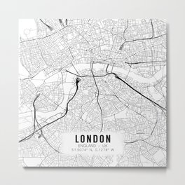 London England UK Black And White Minimalist Map Metal Print | London, Black And White, Minimal, Graphicdesign, Travel, Modern, Thebigsmoke, Londontown, Lover, City 