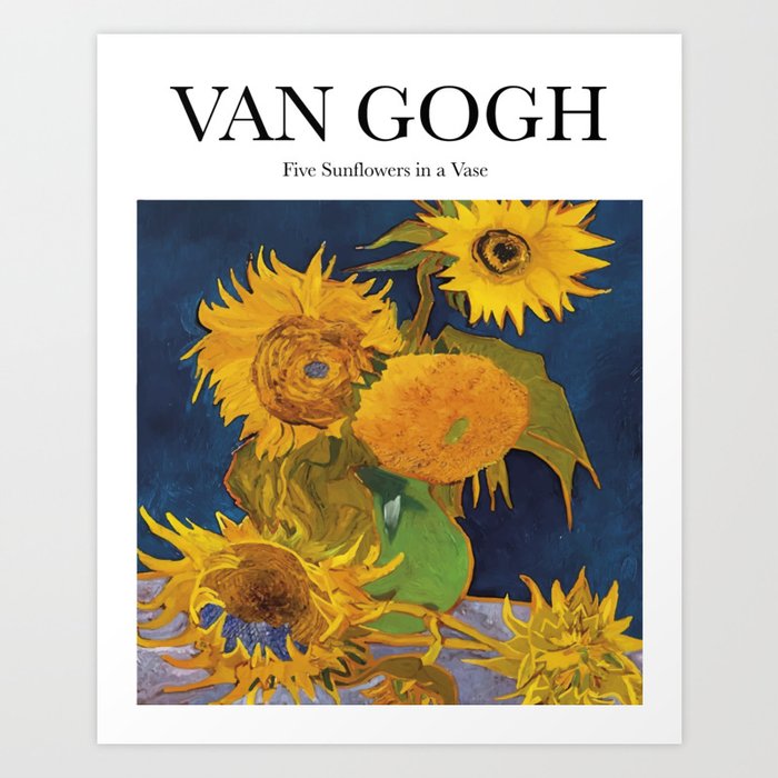 Van Gogh - Five sunflowers in a vase Art Print