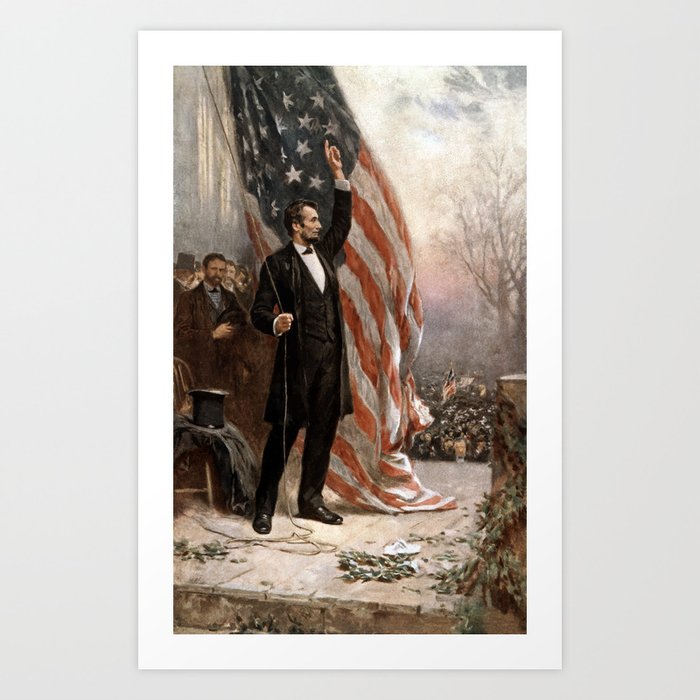 President Lincoln Giving A Speech Art Print