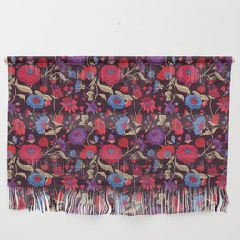 Purple Red Blue Floral Sprig Summer Pattern Wall Hanging