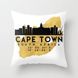CAPE TOWN SOUTH AFRICA SILHOUETTE SKYLINE MAP ART Throw Pillow
