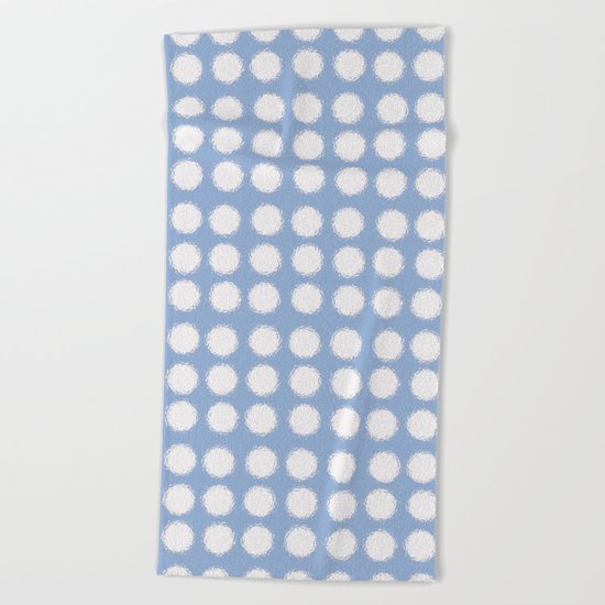 milk glass polka dots in light blue Beach Towel