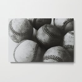 Old Baseballs in Black and White Metal Print