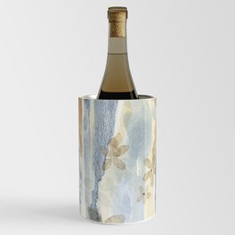Abstract Floral Soft Blue Brown Wine Chiller