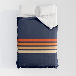 Minimal Orange Abstract Retro Racing Stripes 70s Style - Bluesane Comforter