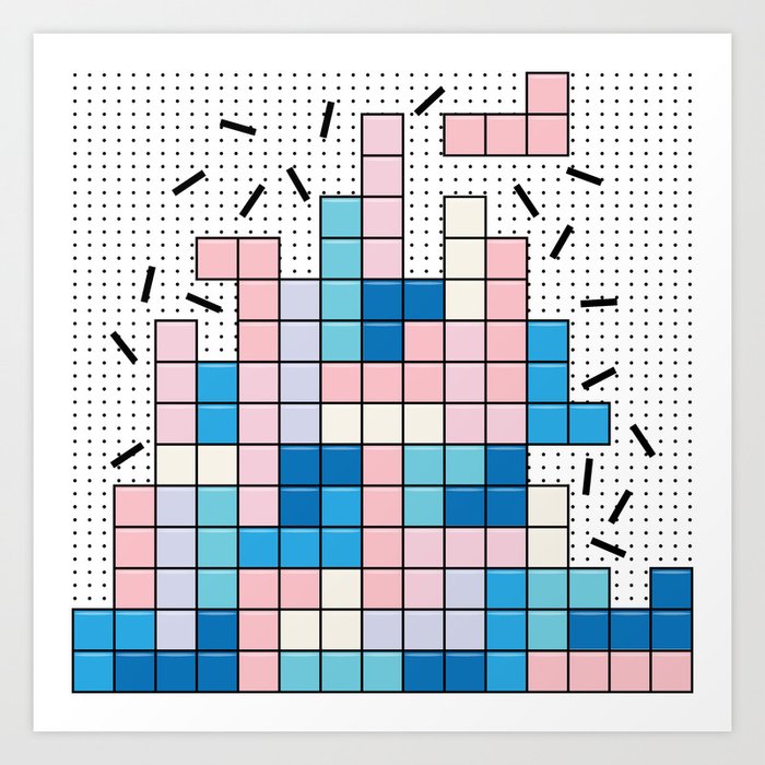 Memphis Tetris Art Print