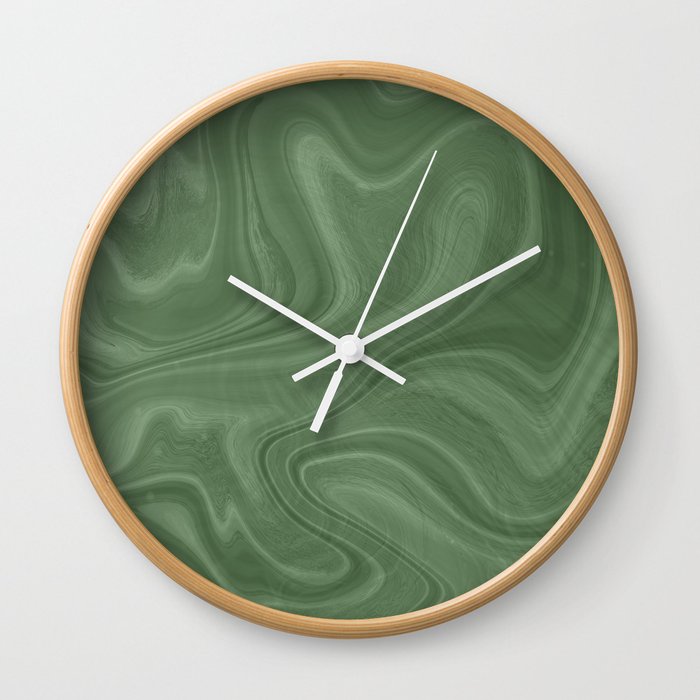 Sage Green Swirl Marble Wall Clock