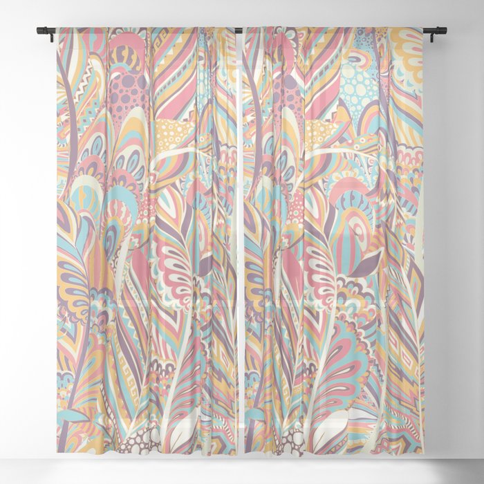 Boho Feathers #3 Sheer Curtain