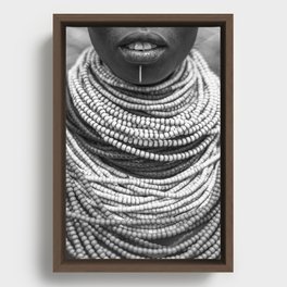 The Karo Necklace - Ethiopia - Black And White Photography - Africa - Tribal Art - African American Art Framed Canvas