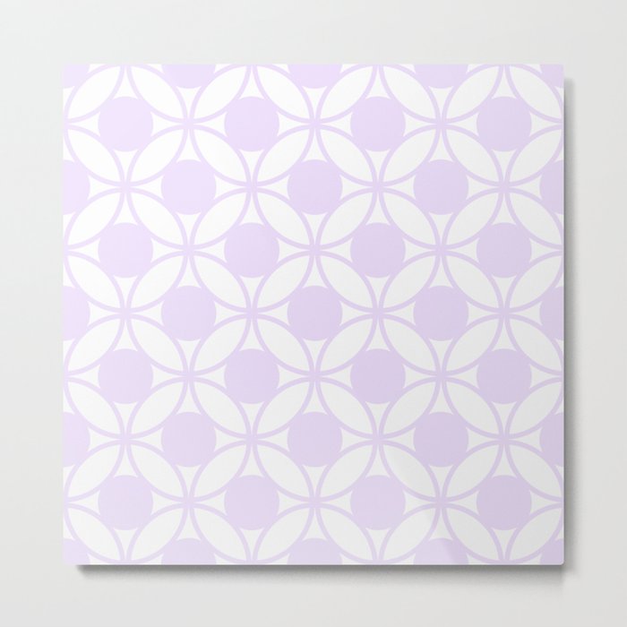Geometric Circles In Delicate Pale Lilac and White Metal Print