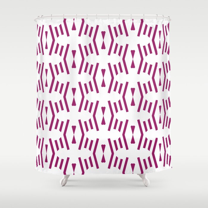 Magenta and White Vertical Stripe Chevron Pattern - Colour of the Year 2022 Orchid Flower 150-38-31 Shower Curtain