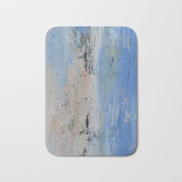 Blue sage tan ivory water coastline abstract Bath Mat