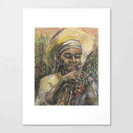 Woman in Yellow Hat / Tobacco Field Poster Canvas Print