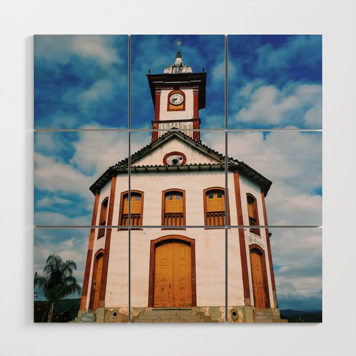Brazil Photography - Old Catholic Church Under The Blue Sky Wood Wall Art