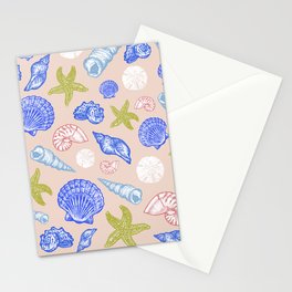 Seashell Print - Blue and green Stationery Card