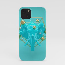 Elephant in turquoise - Animal Display 3D series iPhone Case